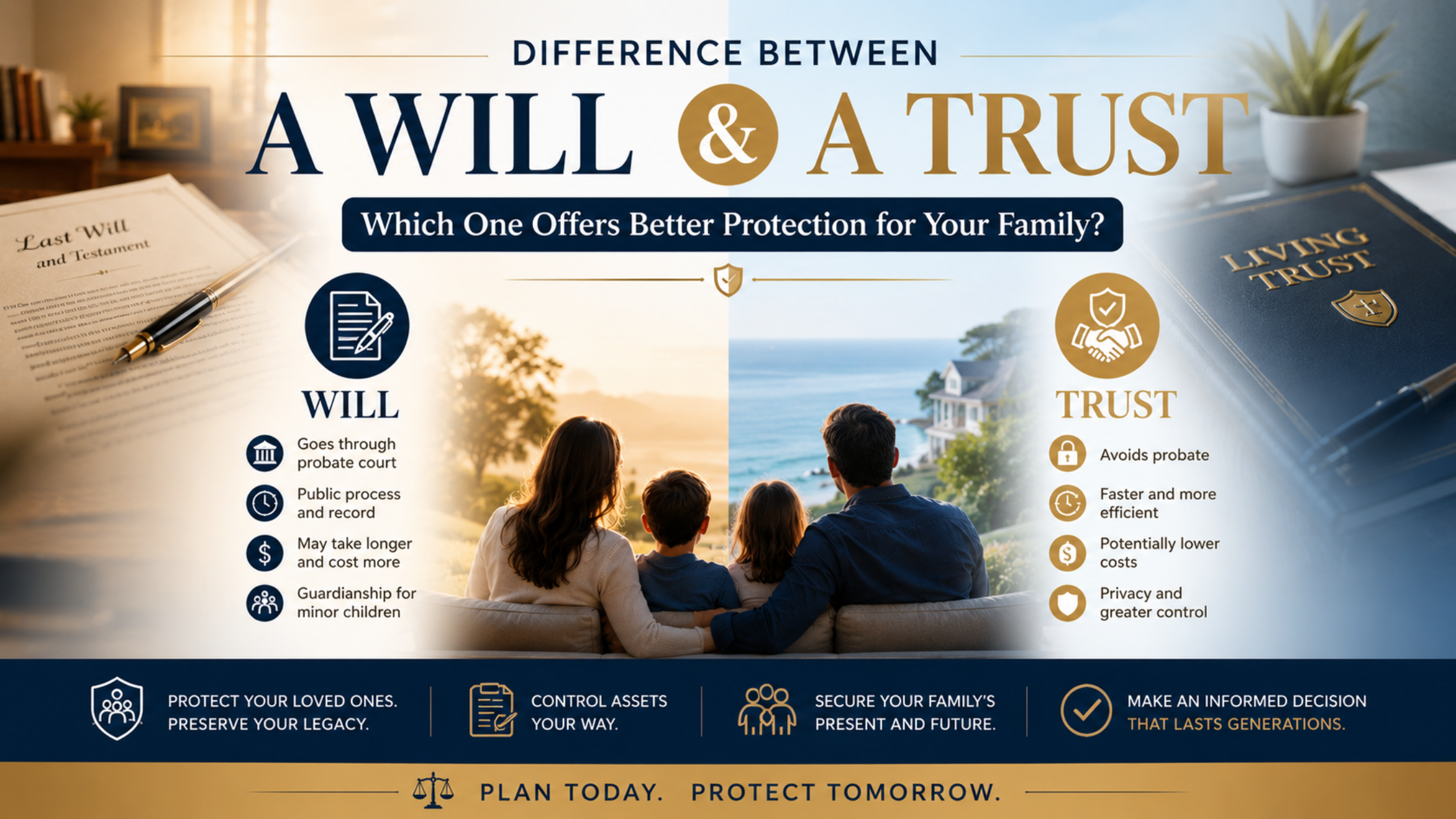 Difference between a will and a trust